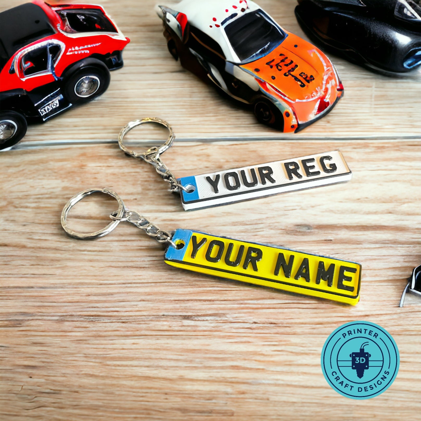 3D Printed Personalised Number Plate Style Keyring